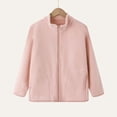 thumbnail image 2 of Unisex Kids Solid Color Fleece Coat, Long Sleeve Casual Outerwear With Side Pockets Loose Fashion Daily Jacket for Boys Girls All Season Wear Pink 4-5 Years, 2 of 5