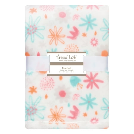 Coral Floral Plush Baby Blanket