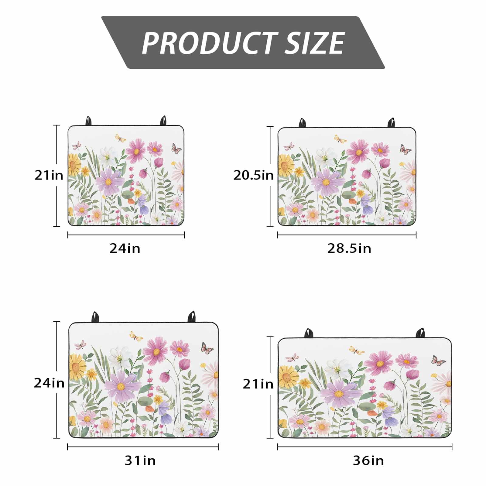 Botanical Floral Stove Top Cover for Electric Stove, Heat-proof & Non Slip Glass Top Stove Cover Protector, Spring Colorful Flowers Butterfly Kitchen Flat Cooktop Rubber Mat 24x21 Inches