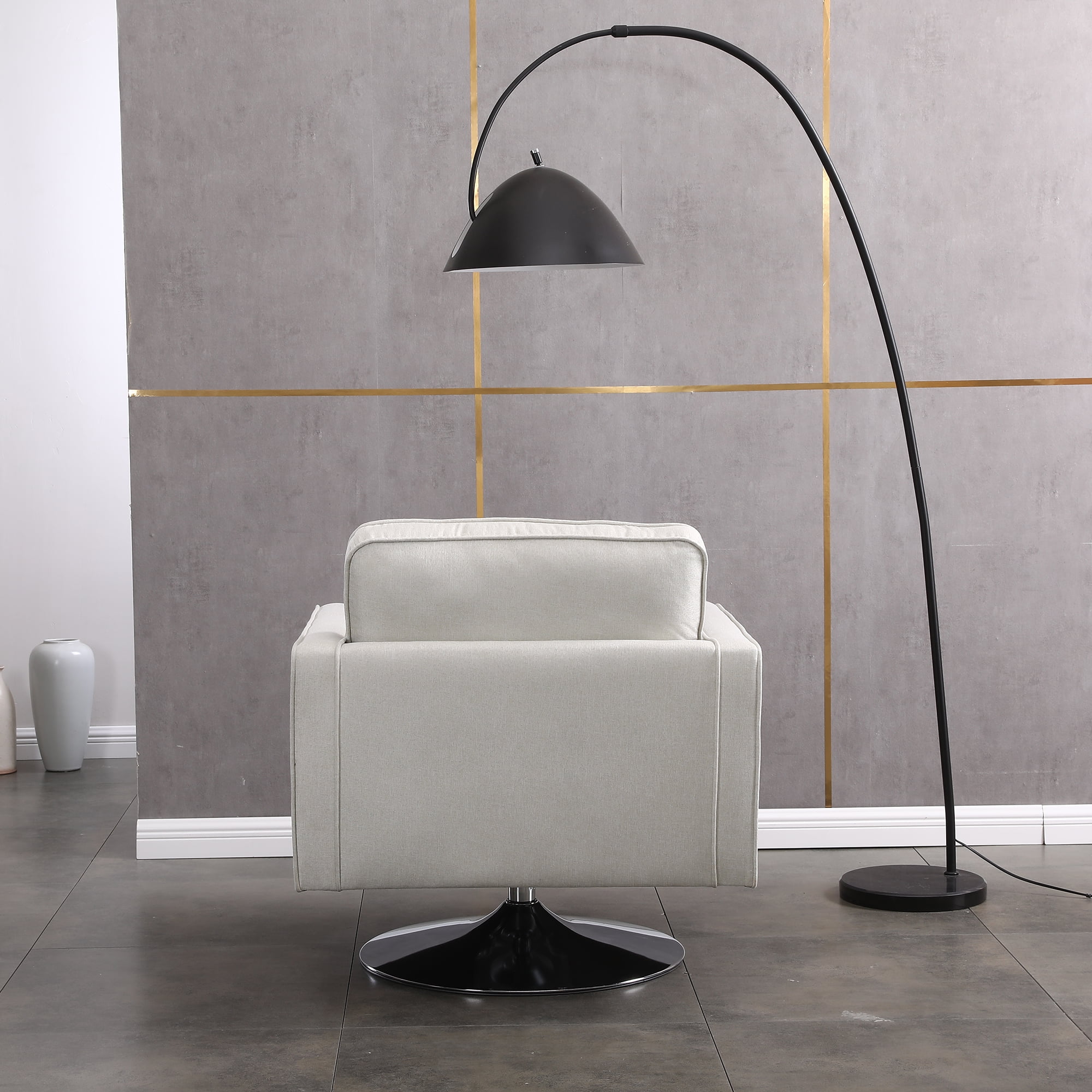 Resenkos Modern Swivel Barrel Chair for Living Room, Upholstered Accent Chair Armchair with Metal Base, Beige Resenkos Modern Swivel Barrel Chair for Living Room, Upholstered Accent Chair Armchair with Metal Base, Beige