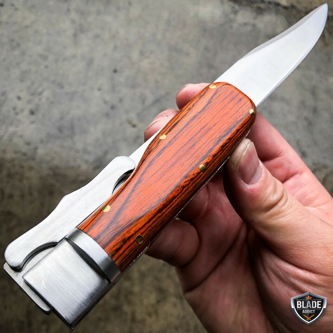 12" Hunting FOLDING Fixed Blade Camping Knife Bowie w/ Leather Sheath