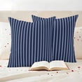 thumbnail image 4 of Pack of 2 Outdoor Pillow Covers,Waterproof Navy Blue Striped Throw Pillow Covers,Navy Blue White Farmhouse Stripes Decorative Pillowcases Cushion Covers for Couch Pillow Sham Protector 24x24 Inch, 4 of 8