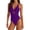 c01Purple, variant on Women's Crisscross Back Swimsuits Fashion One Piece Plunge V-Neck Bathing Suits Solid Double Straps Slimming Swimwear Black S