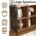 thumbnail image 4 of HOHYN Farmhouse 3 Tier Open Book Shelf, Wood and Metal 6 Cube Storage Organizer, Modern Low Horizontal Bookshelf for Bedroom Living, Long Wide Office Cubby Bookcase with Storage, Rustic Brown, 4 of 8