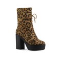 thumbnail image 1 of Unique Bargains Bottes de Combat à Talons Épais Plateforme à Lacets pour Femmes, 1 of 7