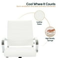thumbnail image 4 of Benmar Mid-Back Office Chair in White Leather Upholstery with Swivel, Tilt, and Chrome Base, Modern Desk Seating for Home Office or Conference Room, 4 of 11