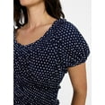 thumbnail image 4 of Time and Tru Women's Smocked Midi Dress with Short Puff Sleeves, Sizes XS-XXXL, 4 of 5