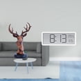 thumbnail image 2 of Figura de cabeza de ciervo con adorno de estatua de animal, reloj de pared digital, moderno material de resina PP, adecuado para escritorio de oficina, 2 of 8