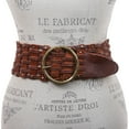 thumbnail image 2 of Women's 3" Wide Perforated Waist Braided Woven Solid Vintage Leather Round Belt, 2 of 2