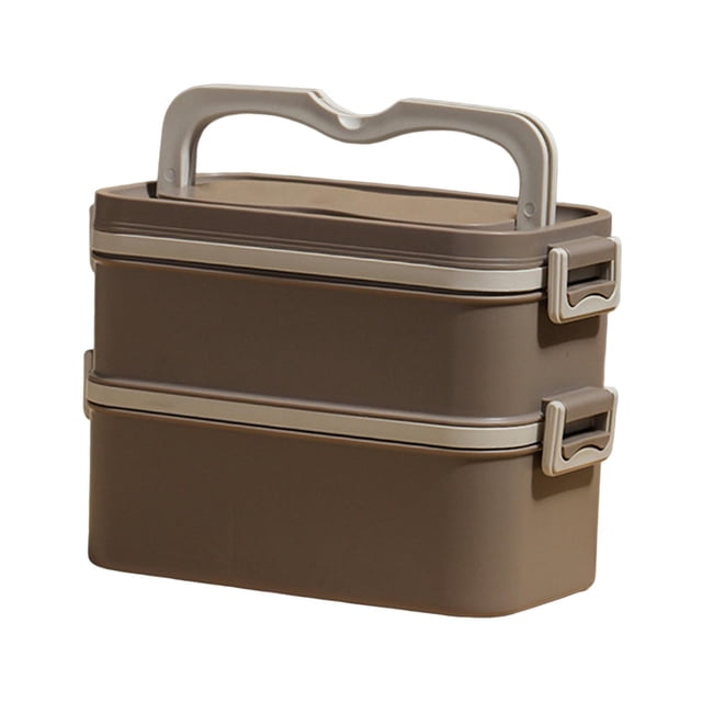 Contenedor de comida para almuerzo Macarena Fiambrera Apilable portátil 2 capas Marrón