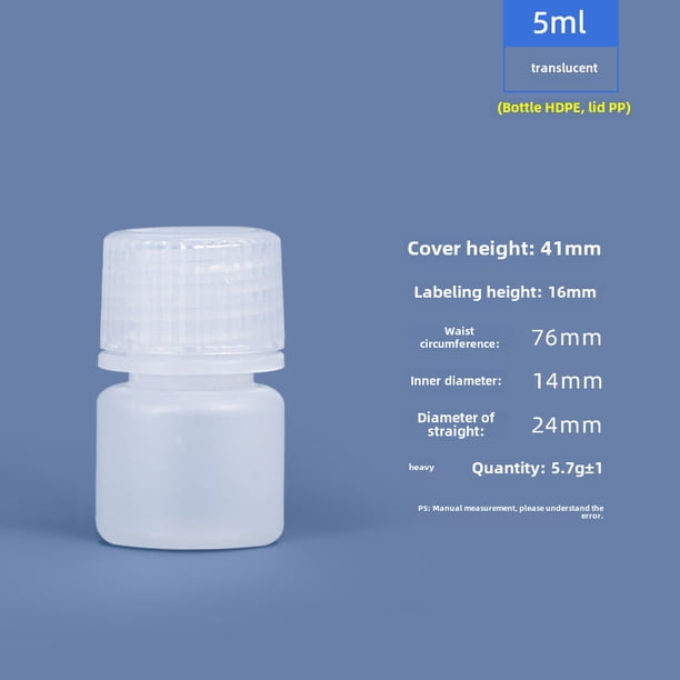Botella de boca ancha sellada de 5ML-1L, transparente, marrón, resistente a altas temperaturas, a prueba de luz, botella de plástico PP de grado alimenticio para productos químicos