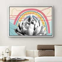 PixonSign Framed Canvas Print Wall Art Daises and Drooping Leaves in Vase Botanical Wilderness Illustrations Expressionism Romantics Relax/Calm Ultra for Living Room, Bedroom, Office - 24"x36" White