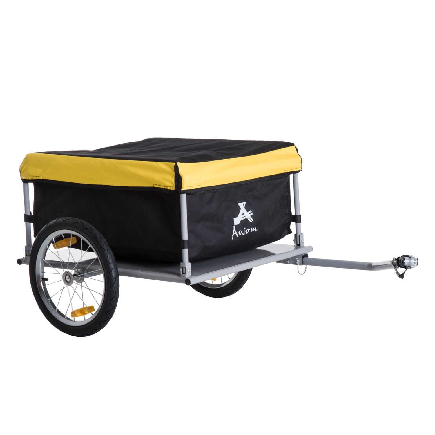 Aosom Elite TwoWheel Bicycle Cargo Trailer Yellow / Black Walmart