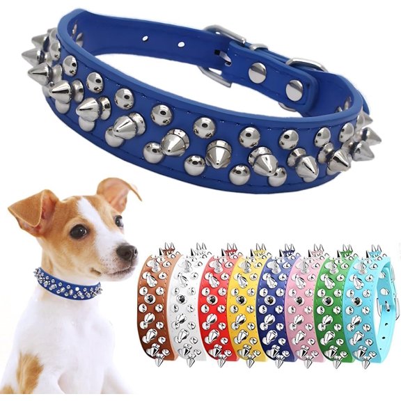 Spiked Dog Collar, Mushrooms Rivet Spike Anti-Bite Studded Protective Pet Neck Pu Leather Puppy Collars for XS Small Medium Large Boy Dogs Male Cats Goat (Black, S)