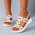 thumbnail image 2 of Women's Geometric Buckle Flat Sandals Open Toe Adjustable Slingback Casual Summer Beach Sandals for Women Lightweight Retro, 2 of 10