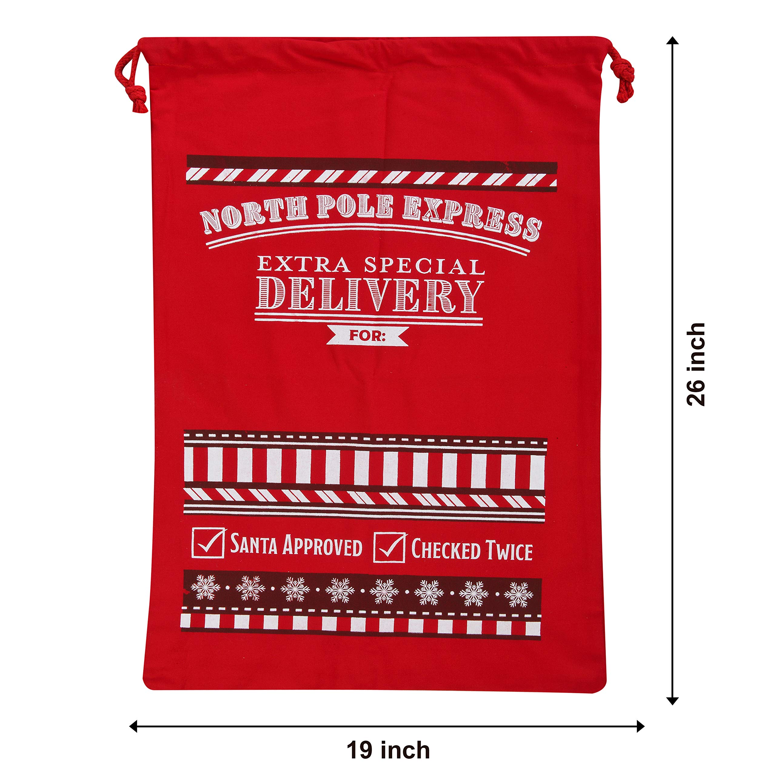 Joyfy 3-Piece Santa Burlap Canvas Drawstring Gift Bags, 26 x 19 Inches photo 8