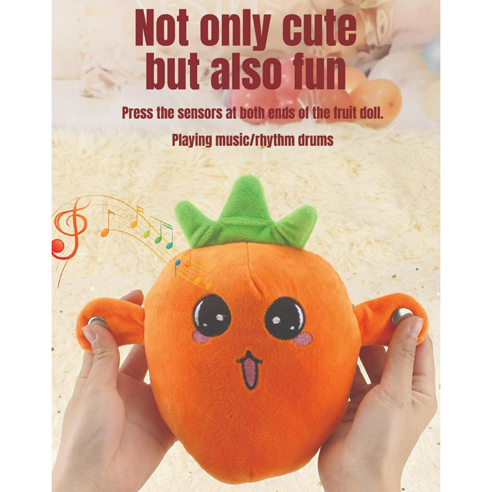 1 pcs Intera Ctive Sensor Music Doll with Piano Musical Sensing Ears,Kids Human Body Sensing Music Toy,Fruit Plush Sensing Metronome Interactive Toys (Banana)