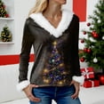 thumbnail image 4 of zaveiop Merry Christmas Sweaters for Women Faux Fur Trim 2025 V Neck Long Sleeve Holiday Pullover Sweatshirts Graphic Xmas (Light Purple, 3XL), 4 of 5
