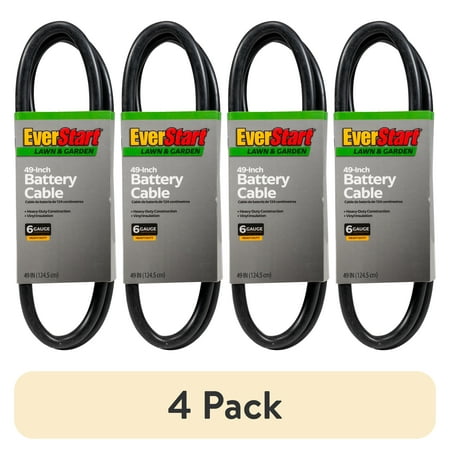 (4 pack) Everstart LG49-6-77 6-Gauge 49" Black Lawn and Garden Battery Cable