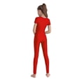 thumbnail image 2 of inhzoy Kids Girls Gymnastics Dance Bodysuit Full Body Unitards Short Sleeve Catsuit Tumbling Outfit Zipper Workout Red 16, 2 of 5