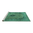 thumbnail image 2 of Ahgly Company Machine Washable Indoor Rectangle Medallion Turquoise Blue Traditional Area Rugs, 3' x 5', 2 of 4