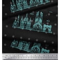 thumbnail image 3 of Soimoi Black polyester Crepe Fabric Dot & Sketch Monuments Architectural Printed Fabric 1 Yard 52 Inch Wide, 3 of 3