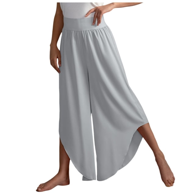 WILLBEST Pantalones Casuales elegantes para Mujer, de Pierna Ancha, Cintura Alta, Yoga, Hippie, Playa, Talla Grande, Palazzo para Mayor Comodidad y Versatilidad. Chica