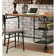 thumbnail image 6 of Industrial Computer Desk - 47" Antique Black Metal & Wood Office Desk w/ Shelves & Wheels. Industrial Style Rectangular Desk for Home or Office., 6 of 8