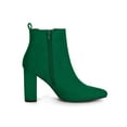 thumbnail image 3 of Unique Bargains Women's Pointy Toe Zipper Block Heel Ankle Boots Emerald Green 5.5, 3 of 7