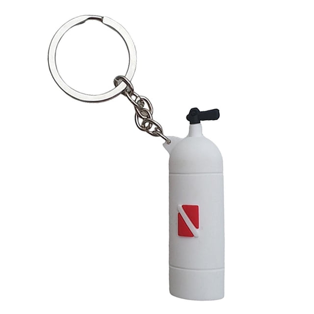 Almencla Novelty Mini Diving Tank Key Chain Holder Dive Flag Keyring Keychain White