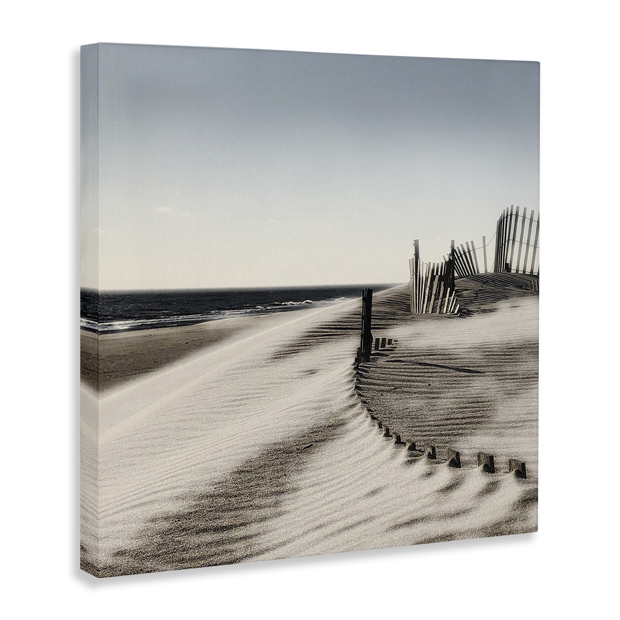 Stupell Industries Rippled Beach Fence Landscape Painting Gallery Wrapped Canvas Art Print Wall Art, 36 x 36