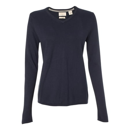 Pure Cashmere Crewneck Sweater - Weatherproof Women's Cotton Cashmere V-Neck Sweater, Style W151363