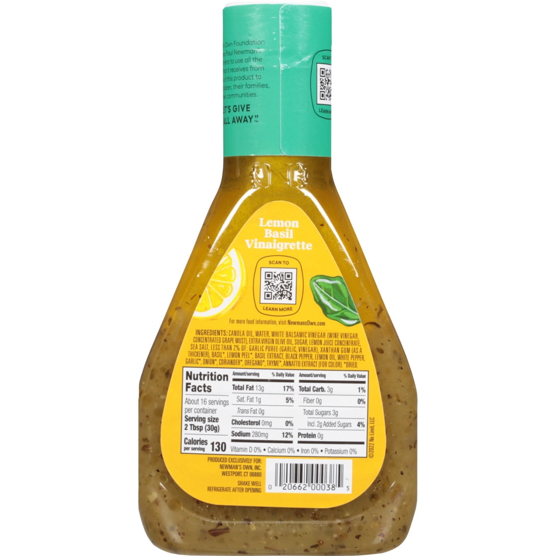 Newman's Own Lemon Basil Vinaigrette Dressing 16 fl oz