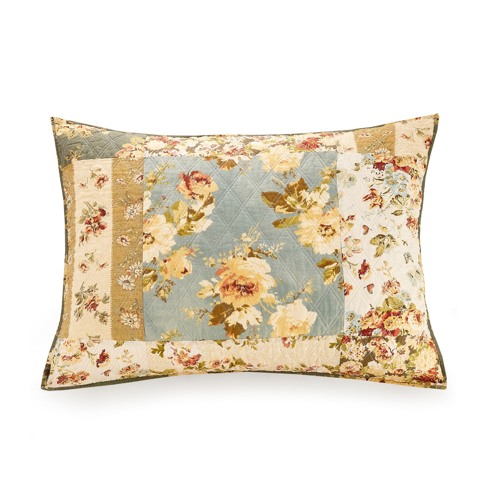 Modern Heirloom Floral Patchwork 3-Piece Quilt Set, Full/Queen