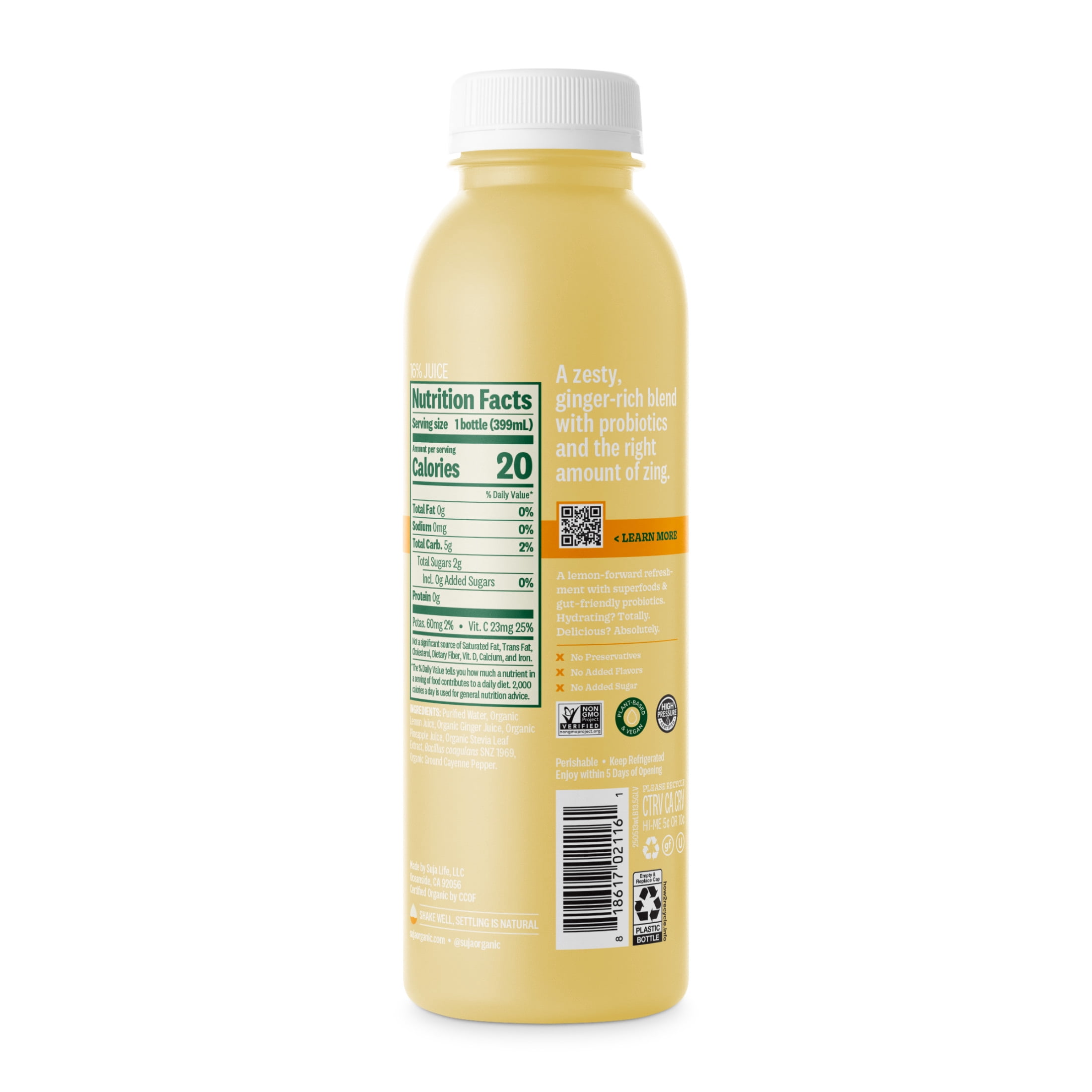 Suja Organic Ginger Love Cold Pressed Juice Drink, 13.5 fl oz Bottle