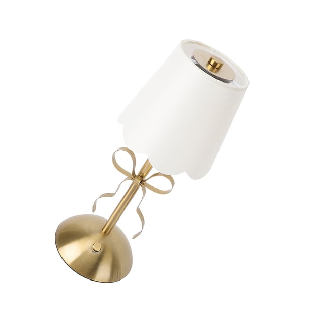 Lámpara Lámpara De Mesa Con Forma De Con Pantalla De Tela Lámpara De Noche Inalámbrica Recargable De Metal Decorativa Linda Para Dormitorio