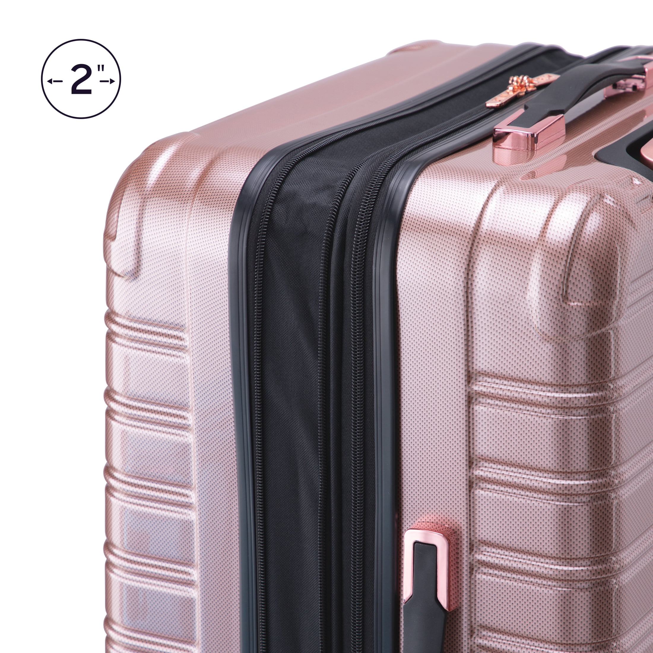 iFLY Hardside Luggage Fibertech 2 Piece Set, 20-inch Carry-on and 28-inch Checked Luggage, Rose Gold - 3