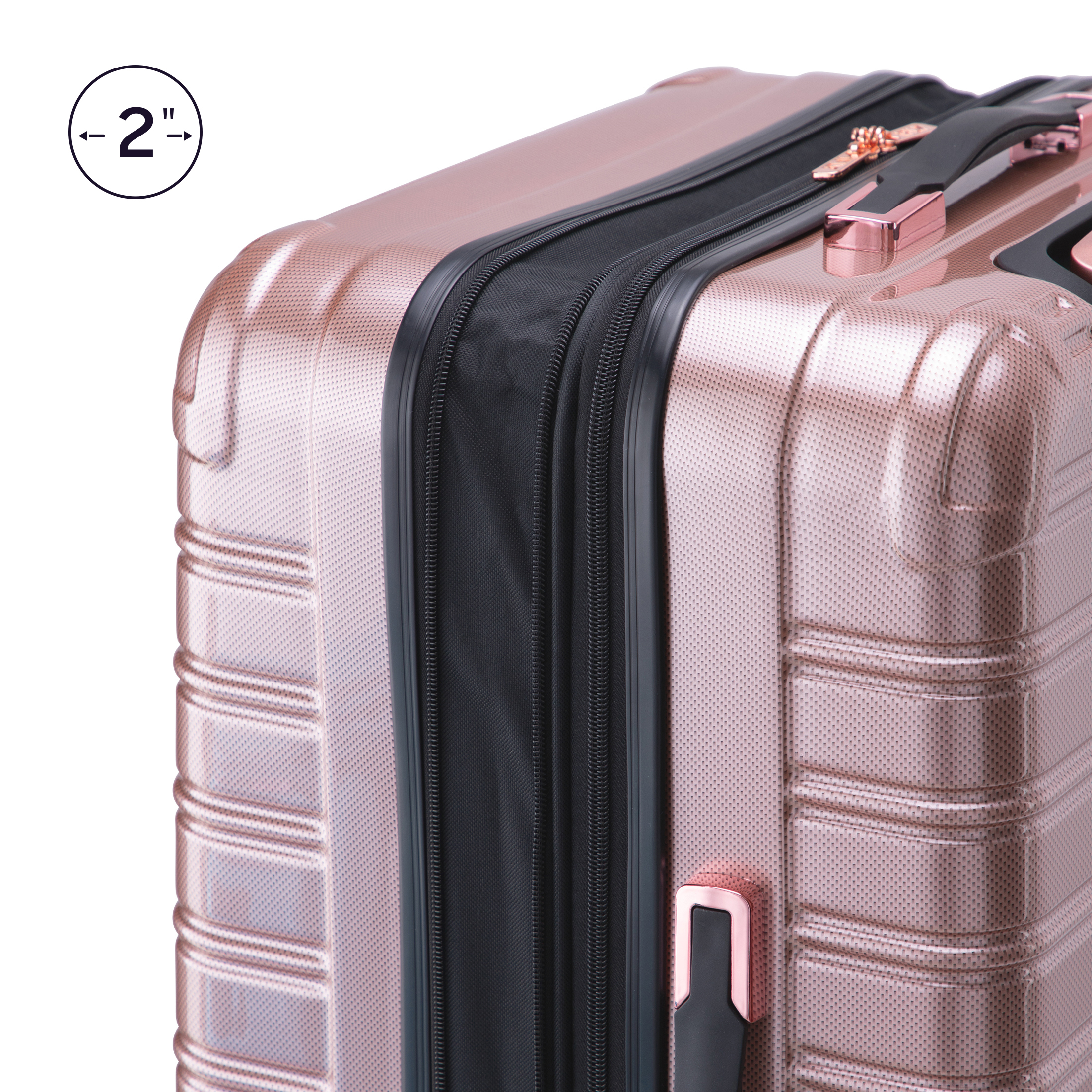 iFLY Hardside Luggage Fibertech 3 Piece Set, 20" Carry-on Luggage, 24" Checked Luggage and 28" Checked Luggage, Rose Gold - image 5 of 12