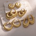 thumbnail image 4 of Pendientes de aro gruesos redondos para mujer, aretes de acero inoxidable chapados en oro, joyería de boda impermeable, envío gratis, 4 of 4