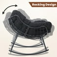thumbnail image 3 of TUAREX Outdoor Rattan Rocking Chair, Oversized Papasan Chair with Padded Cushion, Perfect Rocker for Garden, Porch, Comfortable Wicker Swing Chair for Adults, Black, 3 of 6