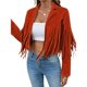 thumbnail image 3 of Chaquetas de Mujer de Piel Sintética de Ante con Flecos y Forro. Abrigos Cortos con Flecos. Imprescindibles de de Otoño. Rojo Óxido M, 3 of 7