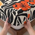 thumbnail image 3 of Cal.King Size Fitted Sheet Set - Orange Yellow Black 3 Piece Bedding Sets 16" Deep Pocket Fitted Sheet with 2 Pillowcases, Summer Leaf Botanical Tropical Brushed Microfiber Hotel Luxury Bed Sheets, 3 of 9