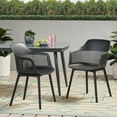 thumbnail image 2 of Noble House Dahlia Plastic Patio Dining Arm Chair in Black (Set of 2), 2 of 10