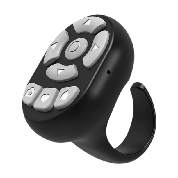 Mini ratón de desplazamiento portátil recargable con Bluetooth y control remoto inalámbrico con punta de dedo Negro