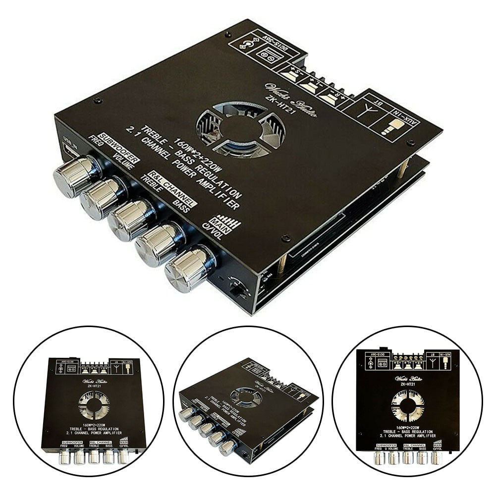 15V-36V Audio Power Amplifier Module with Treble and Bass Control,Black TDA7498E Bluetooth Power Amplifier Board with Subwoofer 2.1 Channel 160W×2+220W 