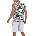 thumbnail image 5 of Easygdp Skull and palm leaves Men's Mesh Basketball Jersey Quick Drying Sleeveless Shirts Fitted Muscle Tank Tops Sport Round Neck T-Shirt - XX-Large, 5 of 9