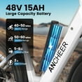 thumbnail image 4 of ANCHEER Electric Bike for Adults, 750W Ebike, 28MPH 60Miles Electric Mountain Bike, 26" Fat Tire Electric Bicycle with 48V 15AH Battery, Rear Rack, Lockable Suspension Fork,7 Speed, UL2849, 4 of 11