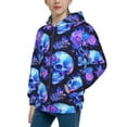 thumbnail image 2 of Naloa cool crystal Skull flower Teenage Zipper Hoodie, Long Sleeve Zip Up Hoodies Casual Jackets Tops for 7-12 Years-Small, 2 of 6