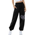 thumbnail image 4 of Pantalones de chándal con estampado sólido para mujer, pantalones de entrenamiento de cintura alta, pantalones de pierna ancha, pantalones de bolsillo, pantalones deportivos atléticos para correr Fridja  alkflakhf32531, 4 of 7