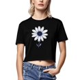 thumbnail image 2 of Busydd T Shirts for Women Casual Short Sleeve Summer Tops for Women Trendy Round Neck Crop Tops for Women Comfy Cotton Graphic Tees XL, 2 of 6